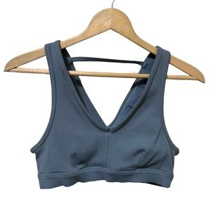 Alo Yoga Togetherness Rib-Knit Sport Bra Gray Size Large